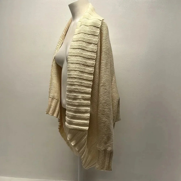 St. John Cardigan Knit Sweater Open Wool Blend Cream Ivory Size PS Petite Small - Picture 4 of 8